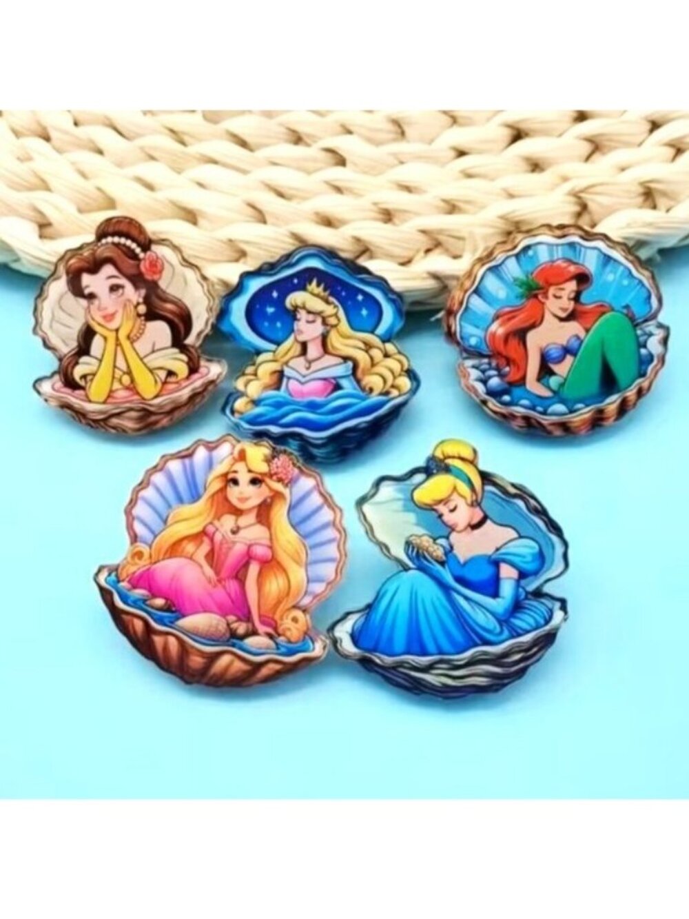 Disney Parks Princess Pins 5pk Ariel Belle Cinderella Rapunzel Sleeping Beauty
